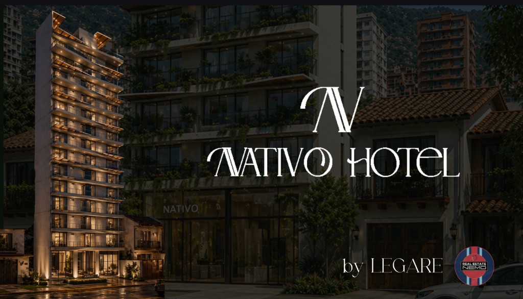 Nativo Hotel exterior at night by Legare